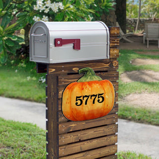 Pumpkin Wooden Custom House Number Sign by G. DeBrekht - Thanksgiving Halloween Decor - Handcrafted Wooden Handcrafted Wooden Handcrafted Wooden Address Sign - MA8158414