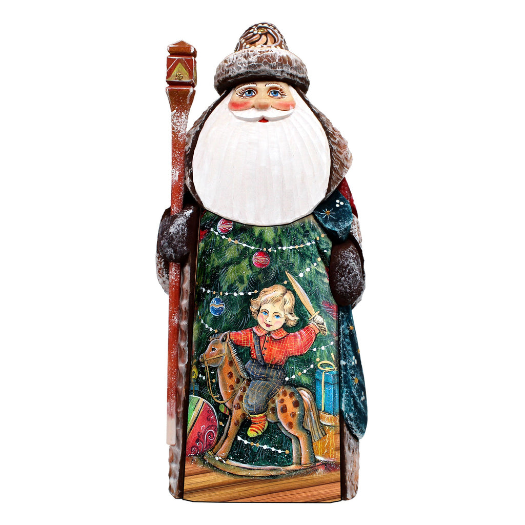 Rocking Horse Boy Santa Hand-Painted WOODCARVED Masterpiece Figurine by G. DeBrekht - Nativity Holiday Decor - 8201017