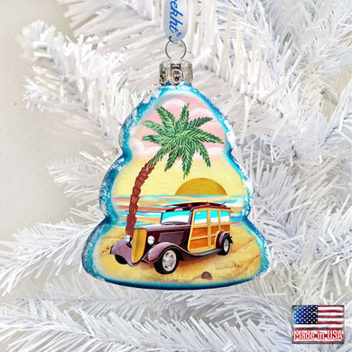 Car Woody Mercury Glass Ornament by G. DeBrekht - Coastal Holiday Decor - 776278