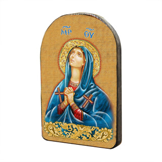 Mother of God Wooden Gold Plated Religious Christian Sacred Icon - Inspirational Icon Decor - 86014