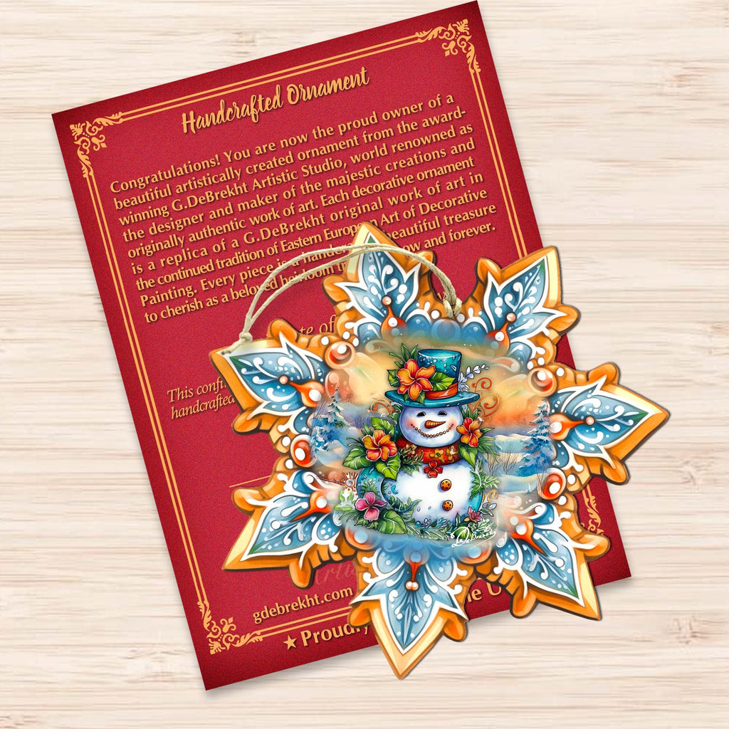 Snowman Snowflake Wooden Ornaments by G. Debrekht - Christmas Santa Snowman Decor - 8688425