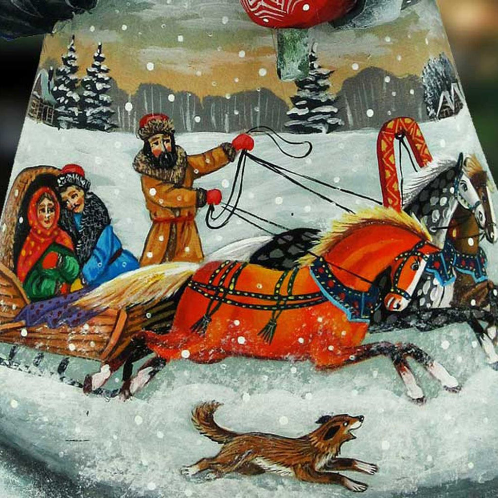 Sleigh Ride Santa Hand-Painted WOODCARVED Masterpiece by G. DeBrekht - Christmas Decor - 821463