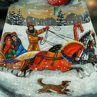 Sleigh Ride Santa Hand-Painted WOODCARVED Masterpiece by G. DeBrekht - Christmas Decor - 821463