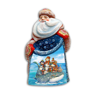 Snowmen Christmas Journey Santa Hand-Painted WOODCARVED Masterpiece Figurine by G. DeBrekht - Christmas Decor - 8203023 *** PRE-ORDER - Handmade Just for You! ***