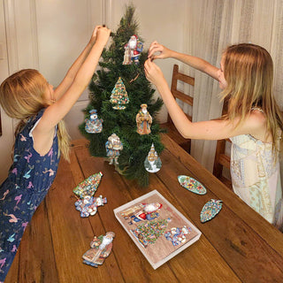 Santas Around the World - American Inspired Santa - Eco Wood Ornaments Set of 3 by G. DeBrekht Christmas Santa Snowman Decor - 8091301S3