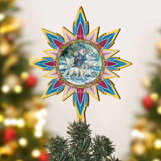 Cool Winds Father Winter Animals Tree Topper Wooden Decor by J. Bergsma - Santa Snowman Decor - 89521-JB