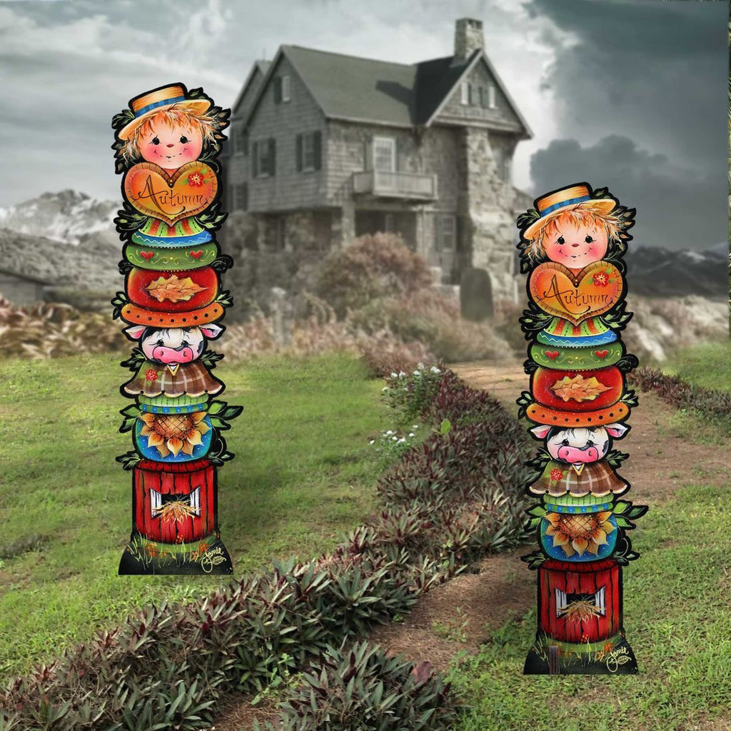 For the Love of Autumn Set of 2 Walkway Greeters Outdoor Decor by Jamie Mills-Price - Halloween Thanksgiving Decor - 8457804F-S2