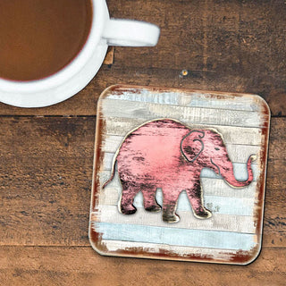 Elephant Wooden Cork Coasters Gift Set of 4 by Nature Wonders - Nature Wildlife Decor - 8198229-9C-S4