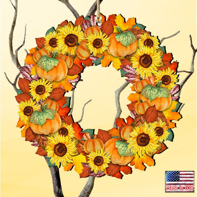 Flower Fall Wreath Wooden Ornaments by G. DeBrekht - Thanksgiving Halloween Decor - 8185305