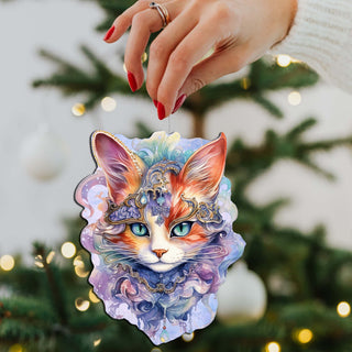 Beautiful Cats Decorative Eco Wood Ornaments Set of 3 by G. Debrekht - Christmas Decor - 8091033-S3