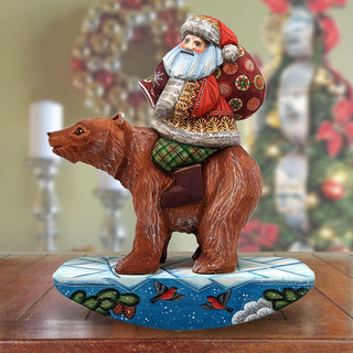 Grizzly Bear Santa Hand-Painted WOODCARVED Masterpiece by G. DeBrekht - Wildlife Holiday Decor - 820022 *** PRE-ORDER - Handmade Just for You! ***