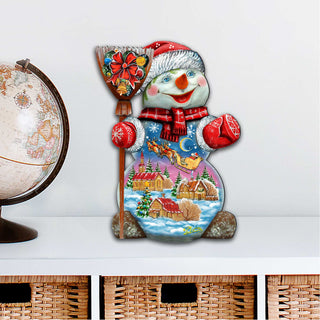 Santa In the Night Sky Snowman Door Decor by G. DeBrekht - Christmas Santa Snowman Decor - 818158H