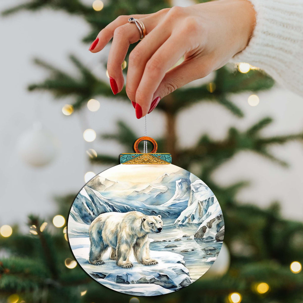 Polar Bear with Cub Wooden Ornaments by G.Debrekht - Wildlife Holiday Decor - 870048