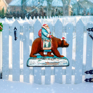 Santa On Grizzly Bear Christmas Door Decor by G. DeBrekht - Christmas Santa Snowman Decor - 8151128H