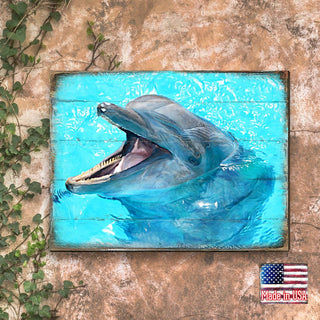 Sowers Dolphin Wood Wooden Coastal Wall Art by Nature Wonders - Coastal Sea-Life Decor - 95267B