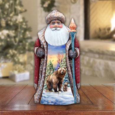 Grizzly Bear Santa Hand-Painted WOODCARVED Masterpiece by G. DeBrekht - Christmas Decor - 8202014