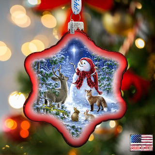 Heaven Snowman Glass Ornament by D. Gelsinger - Christmas Santa Snowman Decor - 754-102R-DG
