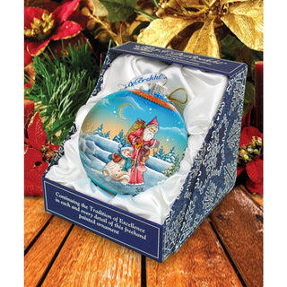 Winter Village Christmas Ball Glass Ornament Limited Edition by G. DeBrekht - Christmas Santa Snowman Decor - 73855