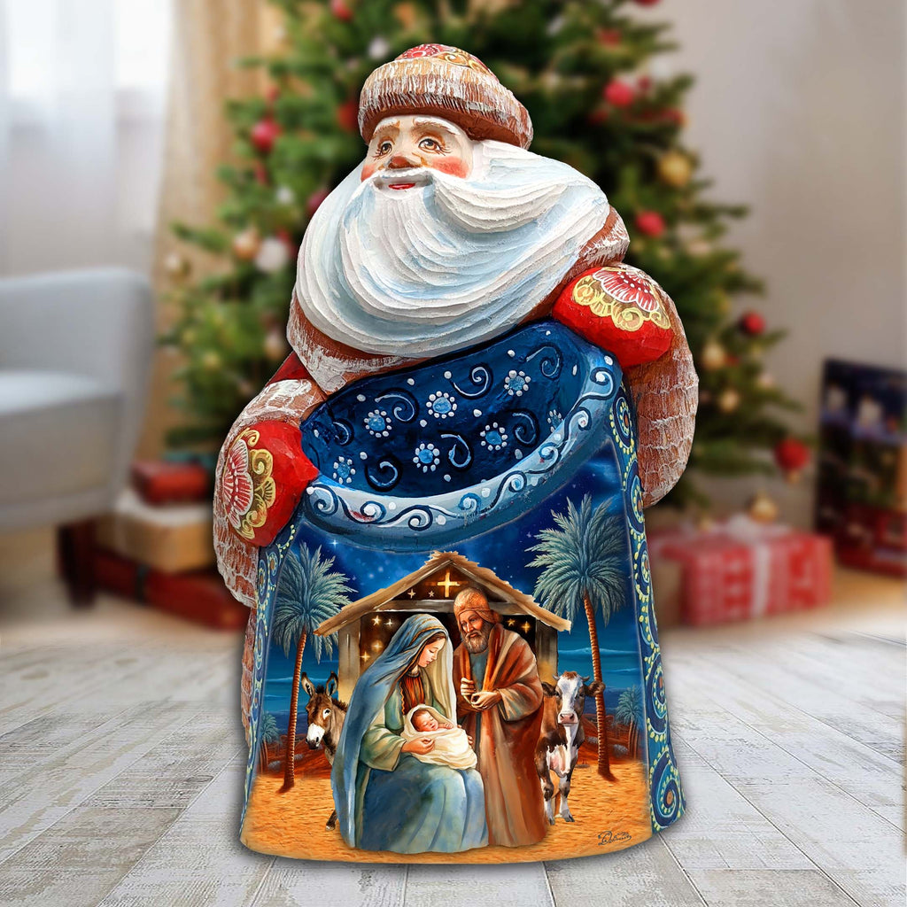 Born Under Bright Star Nativity Santa Hand-Painted WOODCARVED Masterpiece Figurine by G. DeBrekht - Nativity Holiday Decor - 8203019 *** PRE-ORDER - Handmade Just for You! ***