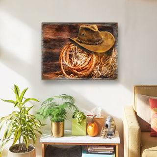 Lothen Cowboy Hat Art Wooden Wall Art by Nature Wonders - Nature Wildlife Decor - 95233B