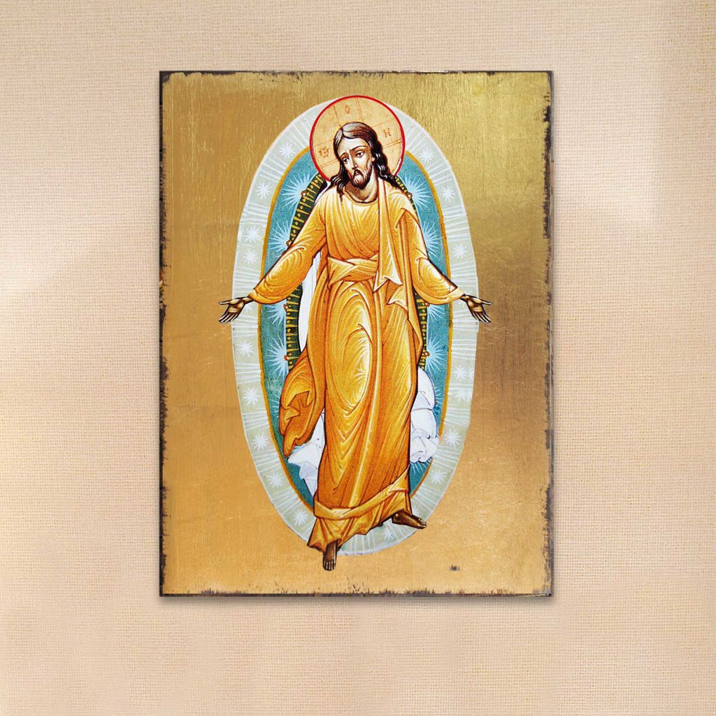 Resurrection Wooden Gold Plated Religious Christian Sacred Icon - Inspirational Icon Decor - 85059