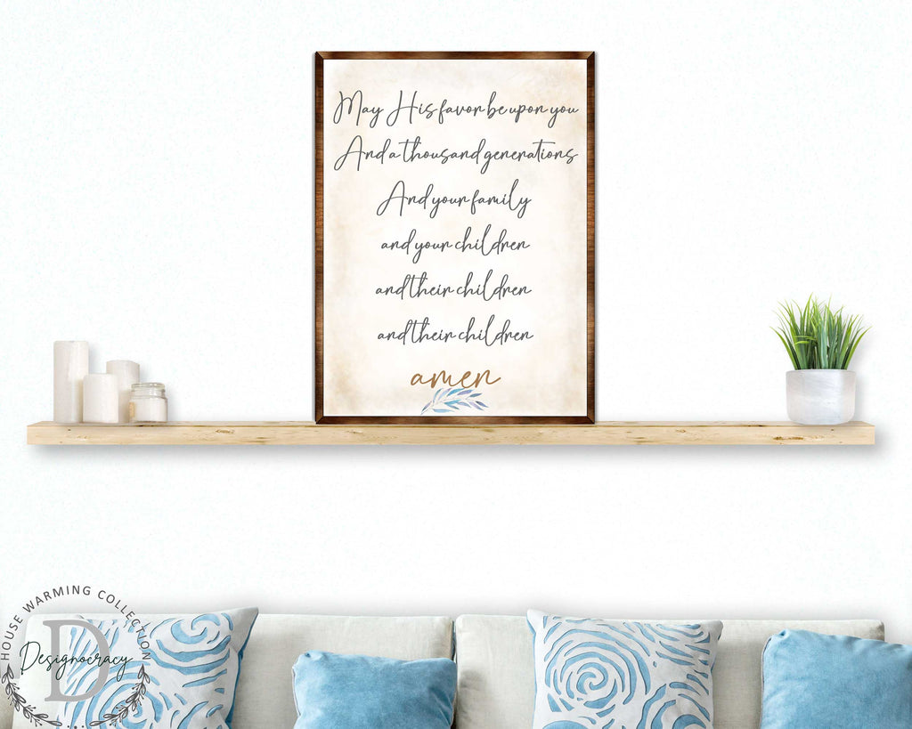 Blessing Quote Sign- May His Favor Be Upon You - Housewarming gift - Gift for newlyweds - Bible Verse scripts - Christian sign decor - Wedding gift - Blessing sign - Living room decor - 310353