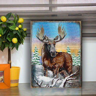 Moose Art Wooden Wall Art by Nature Wonders - Nature Wildlife Decor - 95216B