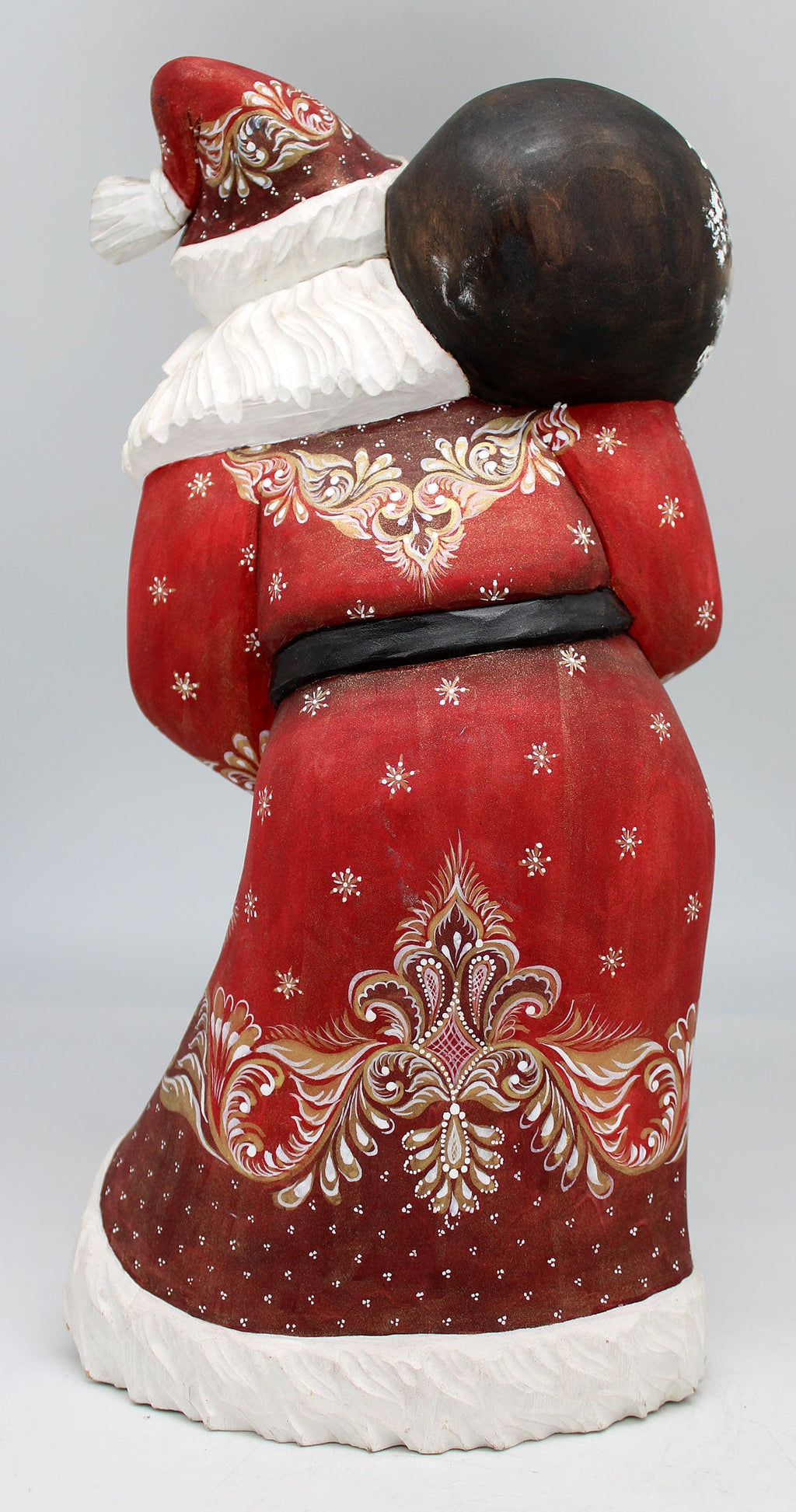 One-of-a-Kind Santa with Bag WOODCARVED Hand Painted Handpainted Figurine 12