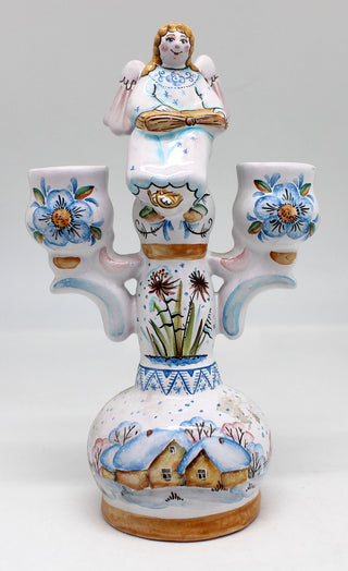 One-of-a-Kind Angel Candle Holder Unique Hand Painted Porcelain Holiday Decor 8.5