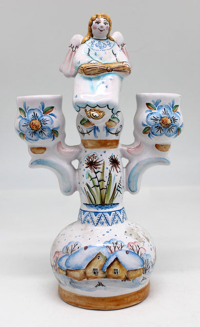 One-of-a-Kind Angel Candle Holder Unique Hand Painted Porcelain Holiday Decor 8.5