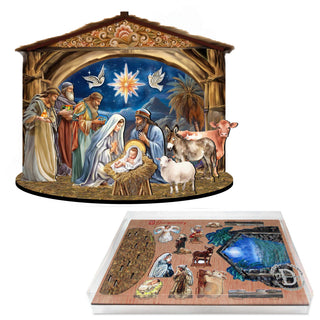 The Birth of Jesus Nativity Scene Decorative Village Eco Wood Set by G. Debrekht Nativity Holiday Decor - 852761