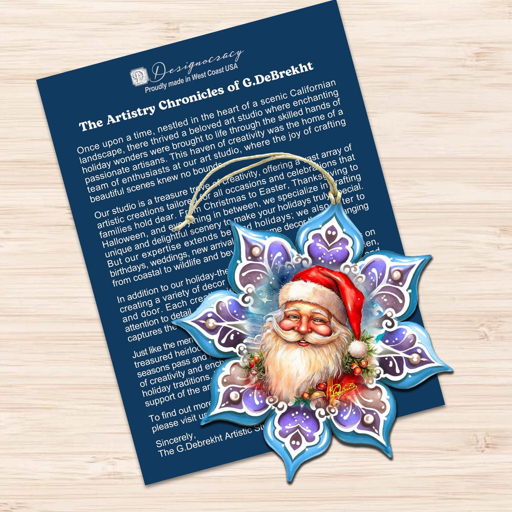 Santa's Smile Snowflake Eco Wood Ornaments Set of 3 by G. Debrekht - Christmas Decor - 8090148-S3