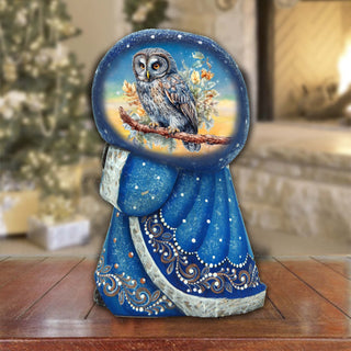 Wise Owl Santa with Bag Hand-Painted WOODCARVED Masterpiece by G. DeBrekht - Christmas Decor - 8215563