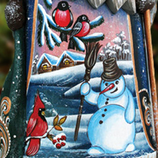 Santa Happy Snowman Hand-Painted WOODCARVED Masterpiece by G. DeBrekht - Christmas Santa Snowman Decor - 821593