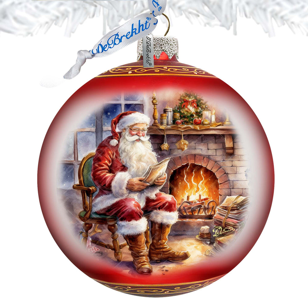 St. Nicks Nook Lg Glass Ornament by G.Debrekht - Christmas Santa Snowman Decor - 73960