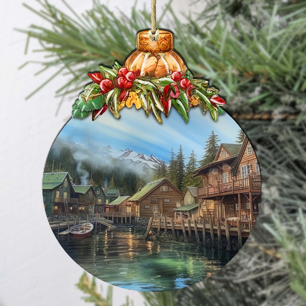 Frozen Peaks Homes Wooden Ornaments by G.Debrekht - Wildlife Holiday Decor - 870013