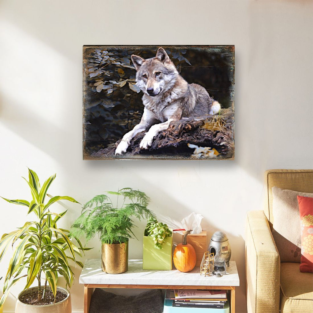 Wolf Art Wooden Wall Art by Nature Wonders - Nature Wildlife Decor - 95287B