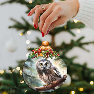 Alaskan Boreal Owl Wooden Ornaments by G.Debrekht - Wildlife Holiday Decor - 870022