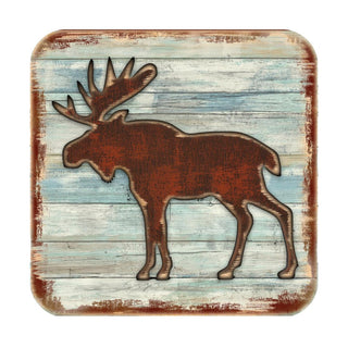 Moose Wooden Cork Coasters Gift Set of 4 by Nature Wonders - Nature Wildlife Decor - 8198222-9C-S4
