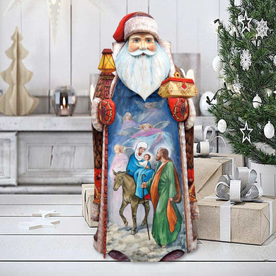 Santa and the Guardian Angels Hand-Painted WOODCARVED Masterpiece by G. DeBrekht - Nativity Holiday Decor - 215861