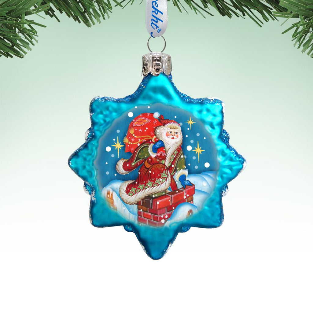 Through the Roof Santa Mercury Glass Ornament by G. DeBrekht - Christmas Santa Snowman Decor - 777387
