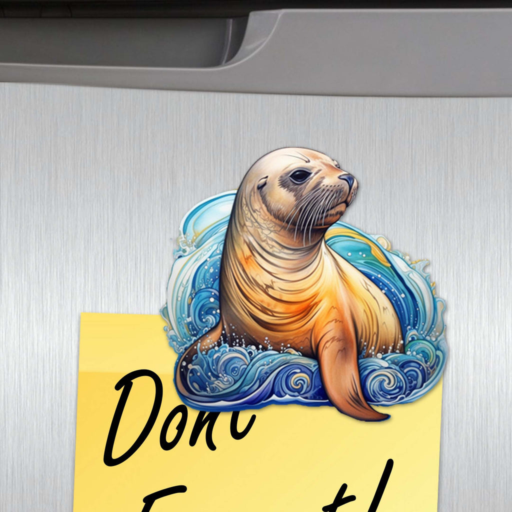 Sea Lions Decorative Eco Wood Magnets Set of 6 by G. Debrekht - Wildlife Coastal Decor - 8090127G-S6