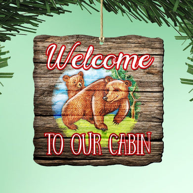 Bear Cabin Woodsy Wooden Ornaments by G. DeBrekht - Wildlife Holiday Decor - 8114080