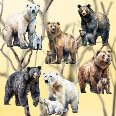 Bear Adventures Clip-On Eco Wood Decorative Ornaments Set of 6 by G. Debrekht - Wildlife Decor - 8090105C-S6