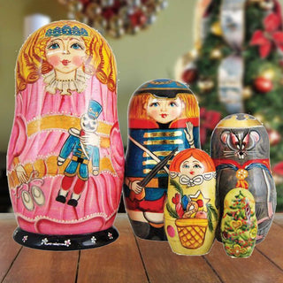 Clara Nutcracker Matreshka Nesting Hand-Painted Doll Set of 5 by G. DeBrekht - Christmas Decor - 1301152