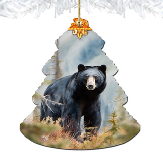 Alaskan Black Bear Tree Wooden Ornaments by G.Debrekht - Wildlife Holiday Decor - 870008