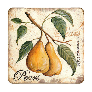 Pears Wooden Cork Coasters Gift Set of 4 by Nature Wonders - Nature Wildlife Decor - 8198631C-S4