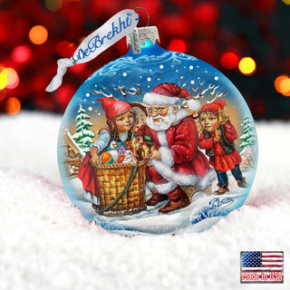 Christmas Ball Glass Ornament by G. DeBrekht - Christmas Santa Snowman Decor - 73367