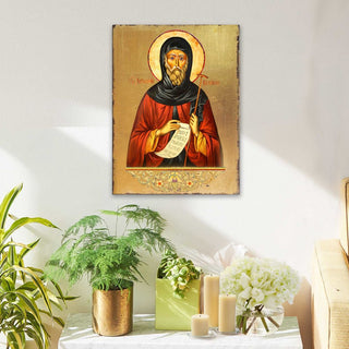 Saint Antoni Wooden Gold Plated Religious Christian Sacred Icon - Inspirational Icon Decor - 85062