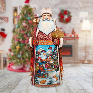 Towards Xmas Santa Blue Hand-Painted WOODCARVED Masterpiece by G. DeBrekht - Christmas Decor - 241133